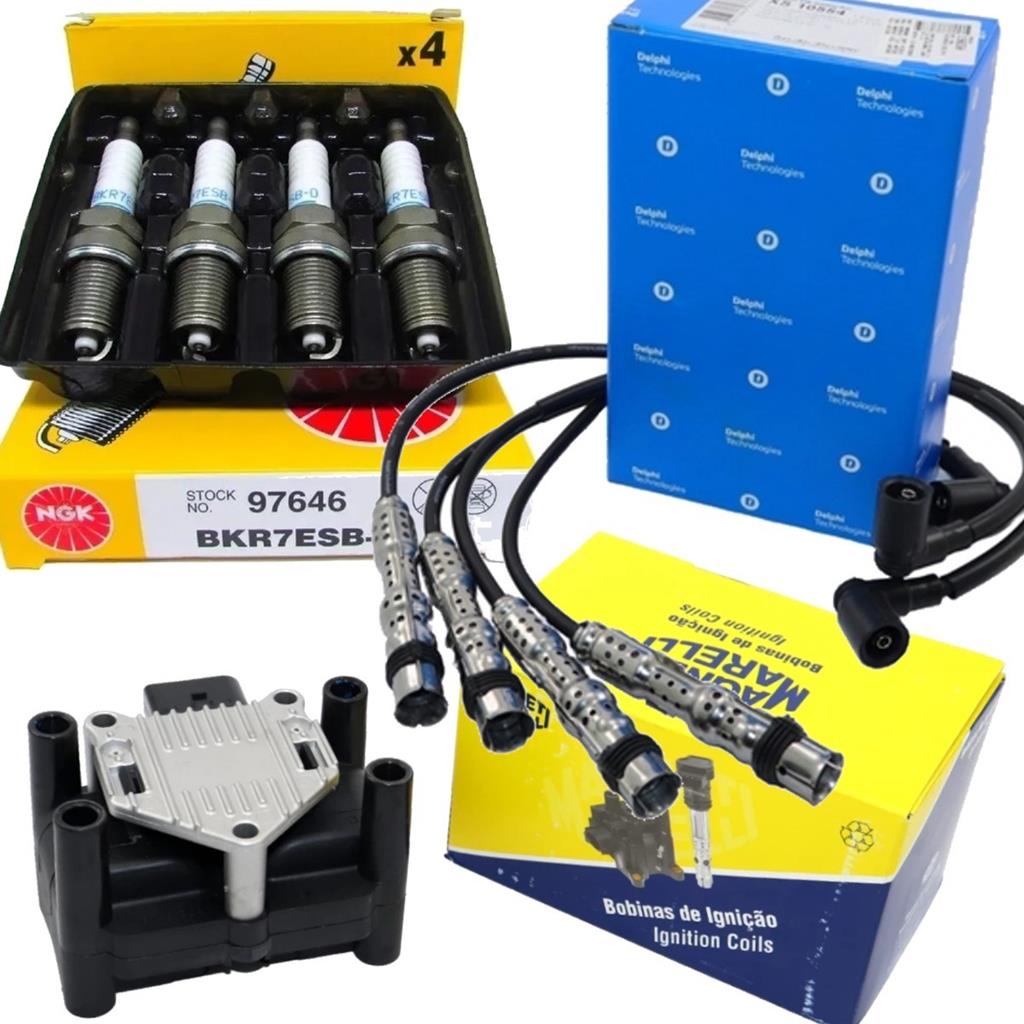 Kit Cabos Velas Ignicao E Bobina Vw Gol G4 G5 1.0 8v Flex