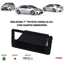 Moldura 7 Polegadas 2 Din Fiamon Corolla Gli 2015 Com Gaveta Removível Preta