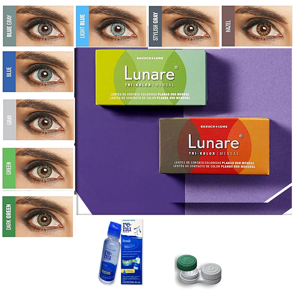 Lente De Contato Colorida Bausch + Lomb Lunare Mensal Com Grau com Renu em Oferta na Shopee