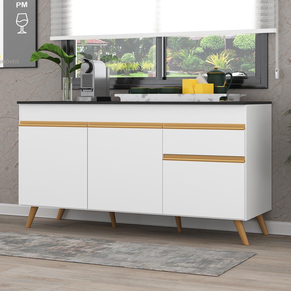 Balcão Cozinha Gabinete Pia 150 cm 3 Portas 1 Gaveta Veneza GW Multimóveis MP3740 Branco em Oferta na Shopee