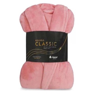 Roupão Adulto Microfibra Flannel Classic - Tamanho GG - Appel - Rosa