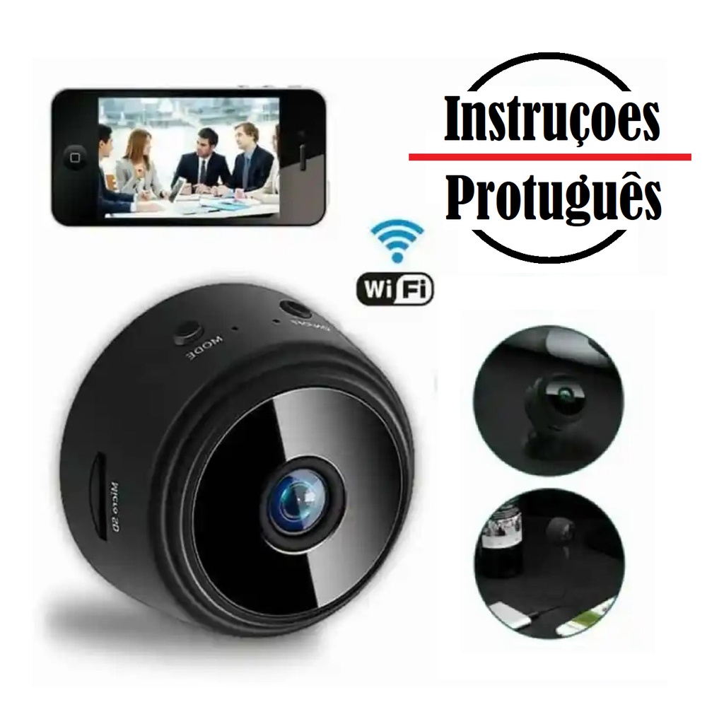 Mini Câmera Portail Discreta Recarregável USB Sem Fio Wifi HD