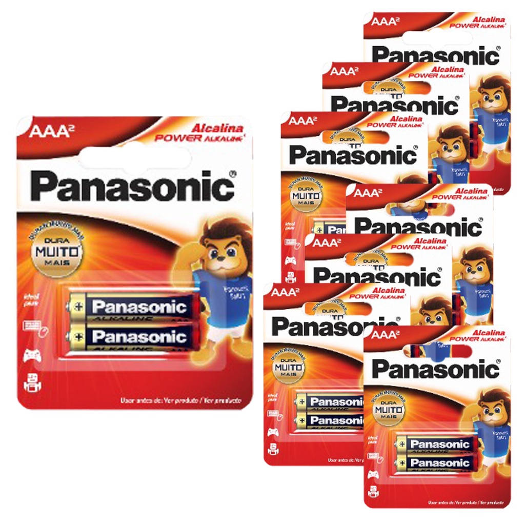 Pilha Alcalina AAA Panasonic Bateria 3A Palito kit 16 unidades
