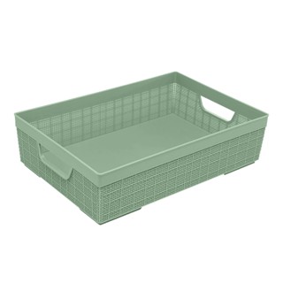 Cesta Jaguar Organizadora Capacidade De 5,2 Litros Verde Menta Linha Juta A4 Retangular Compacta E Pratica
