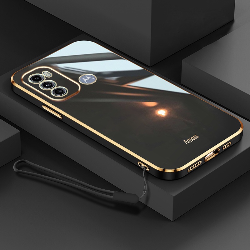 Capa Celular Motorola G60/G50 5G Com Cabo Galvanizado De Luxo 6D De Borda Reta De SiliconeProtective