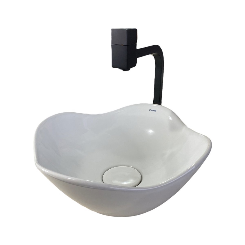 CUBA PARA BANHEIRO SOBREPOR DE LOUÇA REDONDA 35X15CM FLORENÇA COM TAMPA DE VÁLVULA - LAVABO