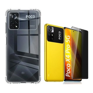 Capa Transparente Capinha + Película Privacidade Para Xiaomi Poco X4 Pro 5g