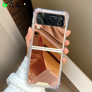 Z Flip 3 4 5 Maquiagem Mirror Case Canto À Prova De Choque Luxo Para Samsung Galaxy 5 4 3 Flip4 Flip3 flip5 Capa Dura Rose Gold