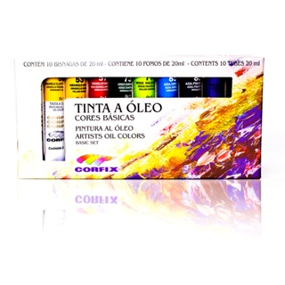 Estojo de Tinta Óleo Corfix C/ 10 Cores - Bisnagas 20ml em Oferta na Shopee