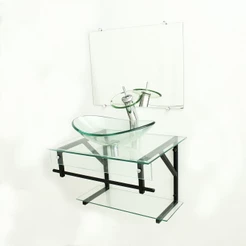 GABINETE DE VIDRO 60CM APX COM CUBA OVAL INCOLOR