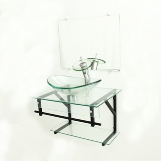 GABINETE DE VIDRO 60CM APX COM CUBA OVAL INCOLOR em Oferta na Shopee