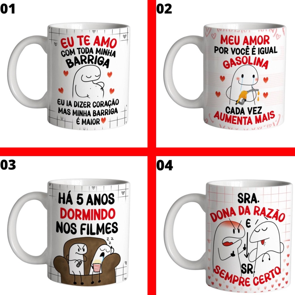 Caneca xicara meme flork palito presente dia dos namorados