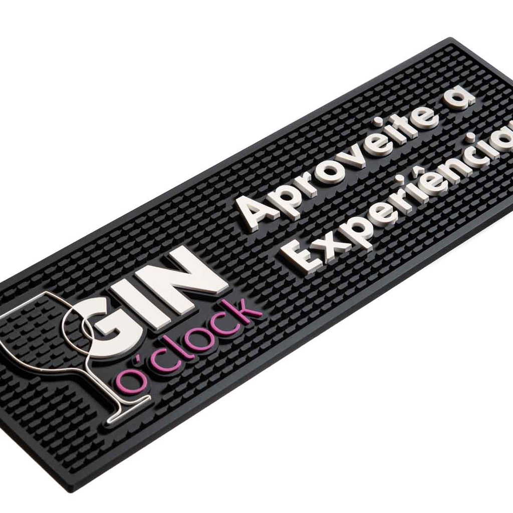 Bar Mat Gin o Clock 50x15 Tapete para Bar Pia Porta Copos Garrafas Descanso de Copos Emborrachado