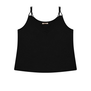 Blusa de Alças Plus Size Nó Secret Glam Preto