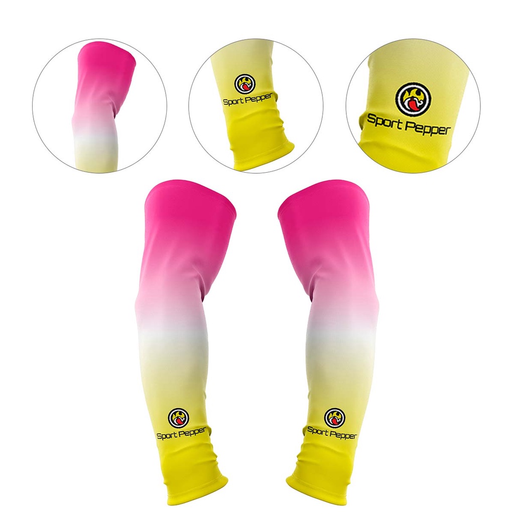 Par de Manguito Sport Pepper Dedo de Moça Rosa e Amarela Ciclismo Moto Mangote Manga Proteção Solar Para Braços Esportivo Unissex Proteção Solar UV50+ Segunda Pele