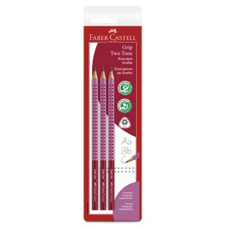 Lápis preto grip 2001 Two Tone Rosa SM/2001BTTRS com 3 unidades Faber-Castell