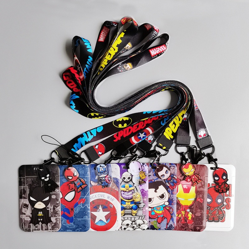 Anime Bus Card Holder Neck Long Lanyard Liga De Lendas Badatong Capitão América Batman Super-Homem = Conjunto em Oferta na Shopee