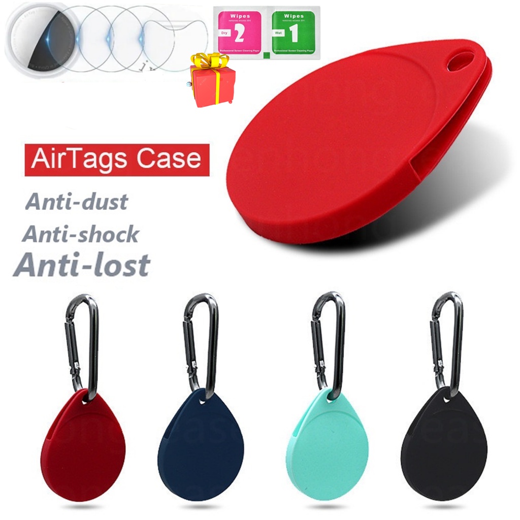 Air tag Apple original Soft Capa impermeável de silicone para AirTags casa 2021 com chaveiro, segurança, anti-Scrath, fácil de transportar e limpar Airtag case titular (1 pacote) rastreador localizador para pet dog carro bike gato cachorro