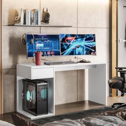 Mesa Escrivaninha para PC Gamer com Gaveta Suporte CPU 136cm Moderna Movelove