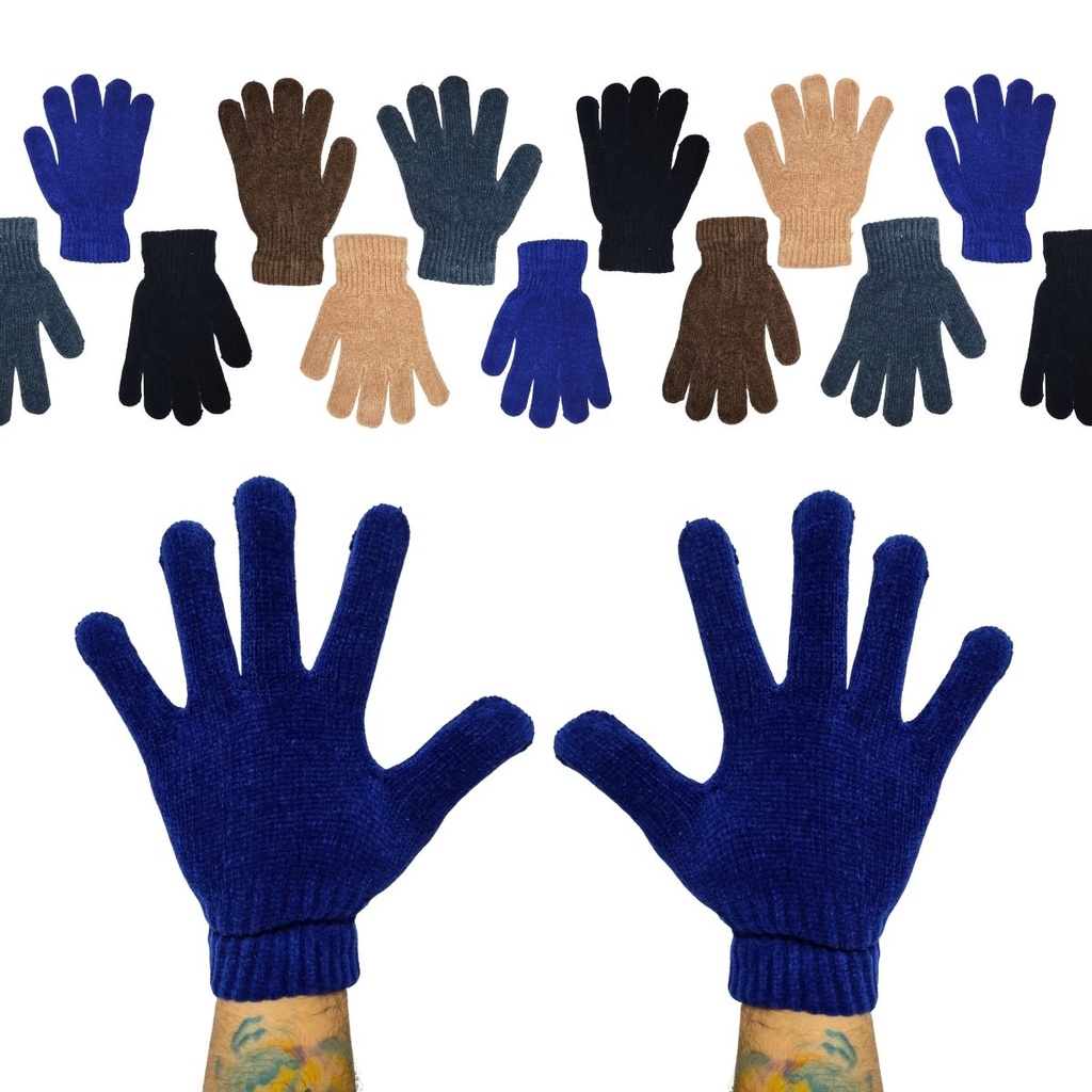 Luva De Lã Frio Inverno Adulto Preta Feminina Masculina Mãos