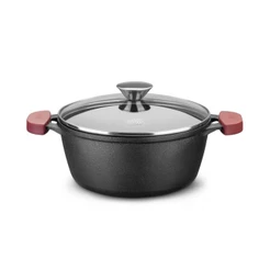 Panela Caçarola de Ferro Fundido N22 com Tampa de Vidro Capacidade 3,0 Litros Forno e Fogão MTA - 8341