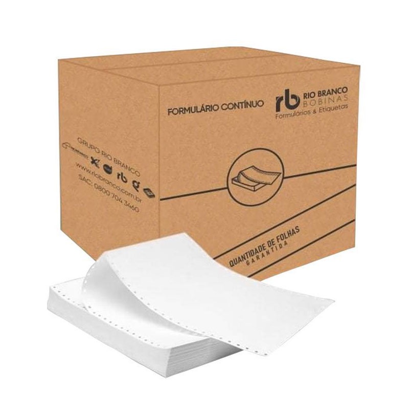 Formulário contínuo 80 colunas 2 vias razão branco com carbono c/ 3000 fls 3076 Rio Branco em Oferta na Shopee