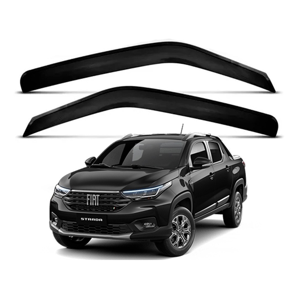 Calha De Chuva Defletor Fiat Nova Strada 2020 2021 Cab Estendida E Simples 2 Portas Acrilico Fume Ecoflex 50.018A