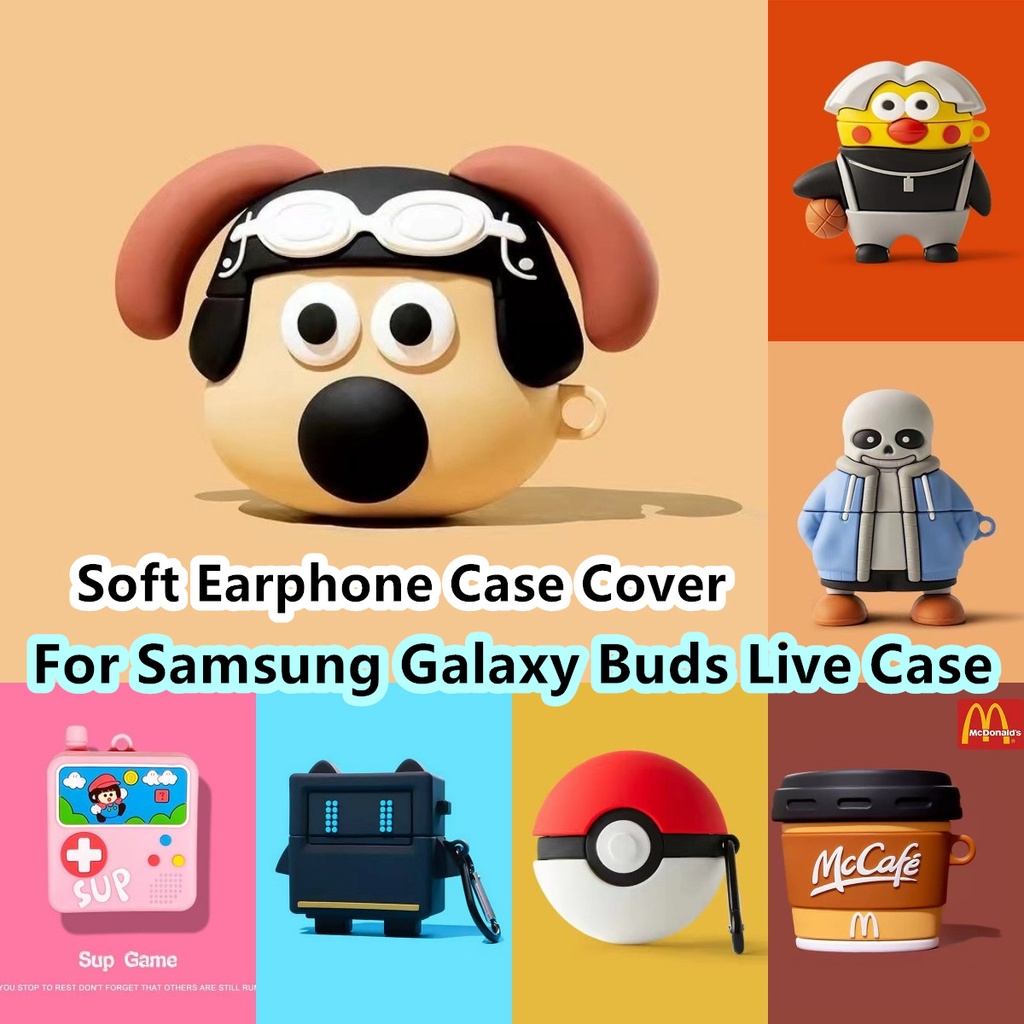 【 Case Home 】 for Samsung Galaxy Buds Live Cartoon De Berinjela De Olhos Grandes Para Casing Capa Macia Fone De Ouvido