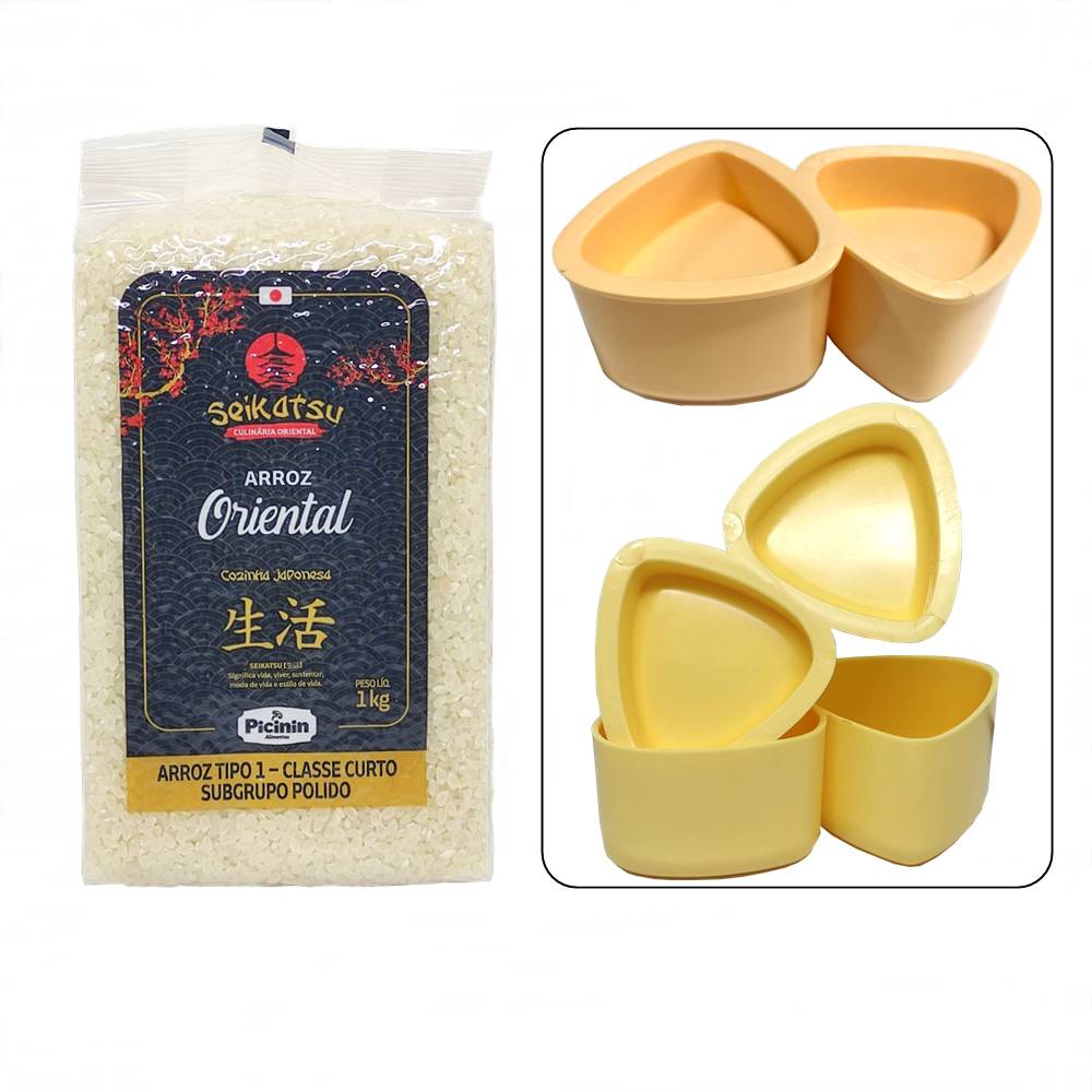 Kit Oniguiri Arroz Japones Grao Curto 1kg & 1 Forma Triangulo