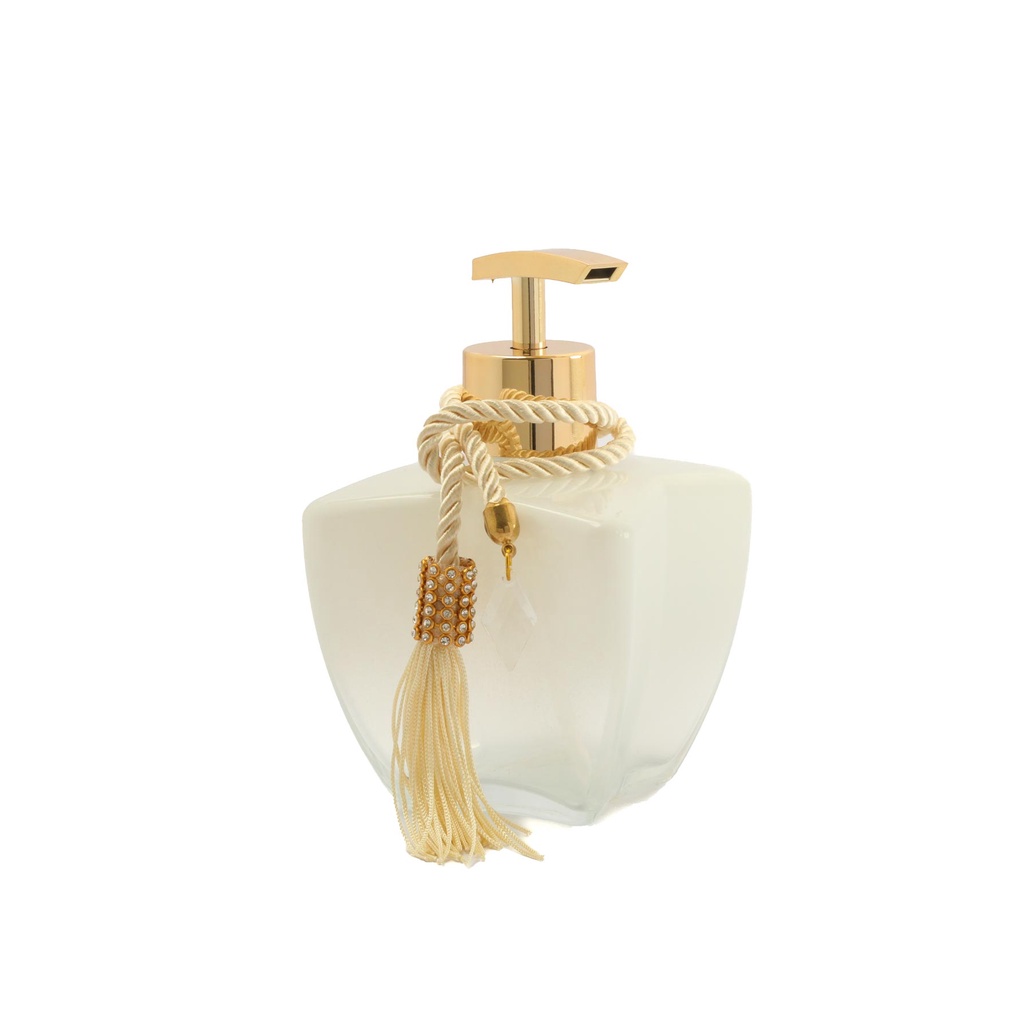 Porta Sabonete Luxo Vidro Estrela Degrade Branco 280ml C/ Válvula Saboneteira e Enfeite Decorativo