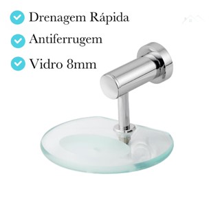 Saboneteira Parede Inox Cromado C/ Vidro Elegance Kitbras