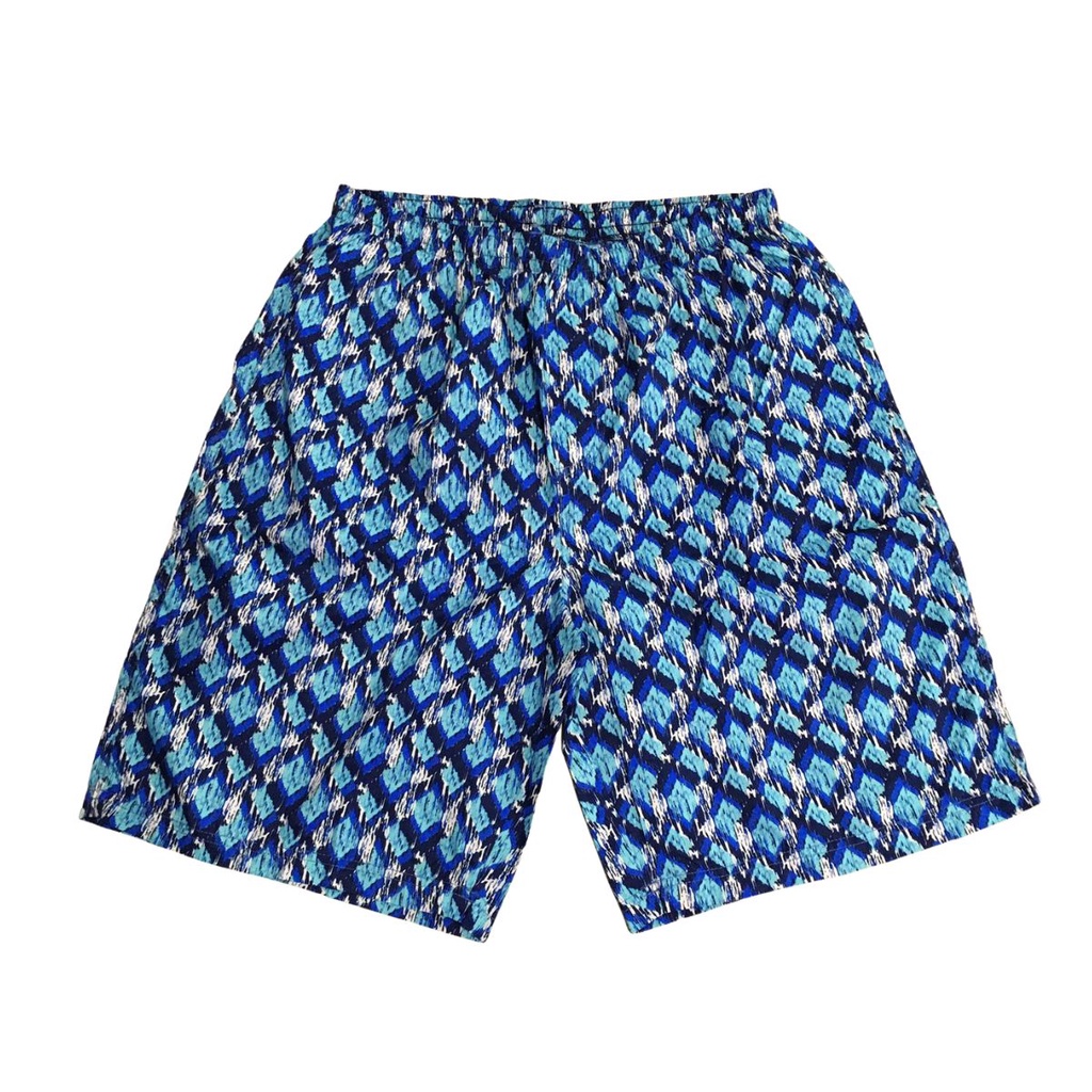 Bermuda Masculina Tactel Com Cós Elástico Azul Estampada G1 Ao G7 Plus Size