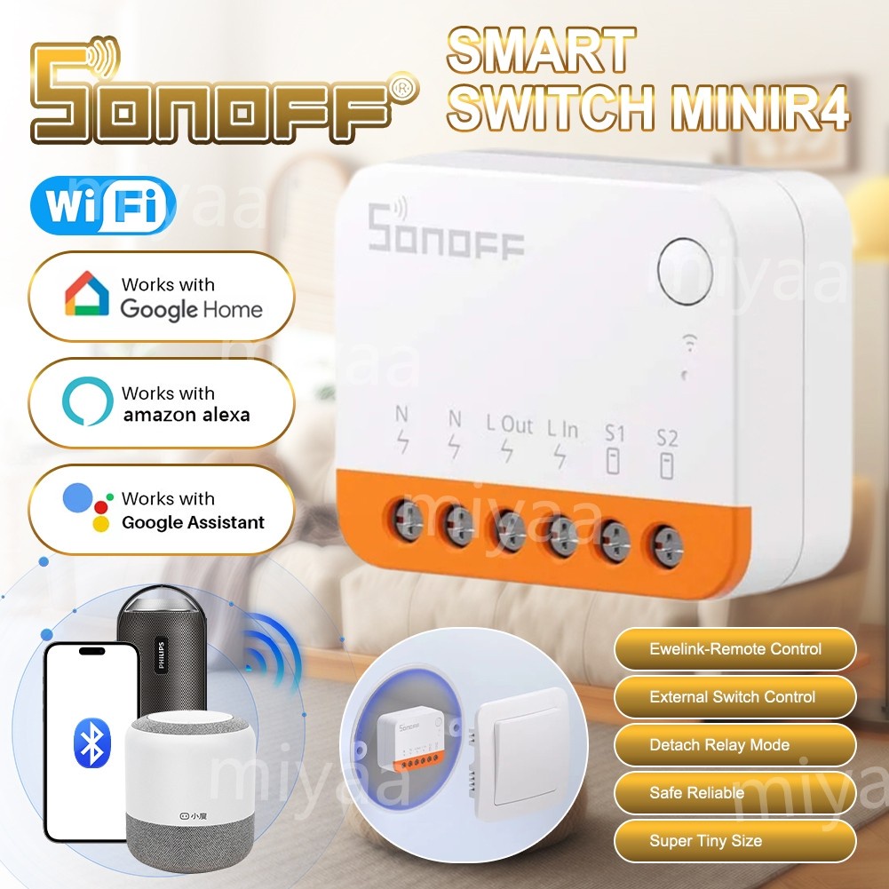 SONOFF Mini R4 WiFi Switch 2 Way Control Extreme Smart Home Module Controle Remoto Por Voz De Relé Com Alexa Google