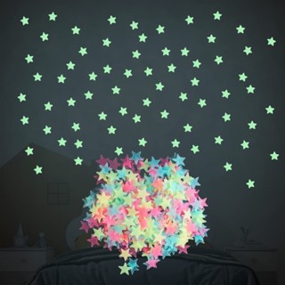 100PCS Star Glow Patch Para Quarto De Crianças Fluorescentes De 3cm Decalque Luminoso De Parede Brilhante De Estrela Pequena