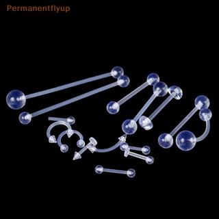 Permanentflyup 15Pcs Anel De Barriga Transparente Lábio De Língua Barbell Corpo Da Barra Do Mamilo