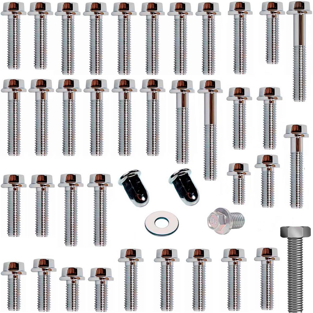 Kit parafusos cromados tampa motor completo CG125 Titan KS 2000 a 2004 CG125 Fan 2005 a 2008 inteiro