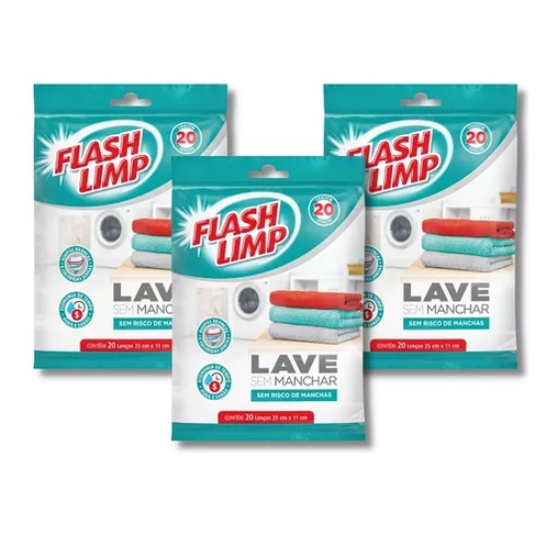 Kit com 3 - Lenco Anti Mancha Maquina de Lavar Flash Limp