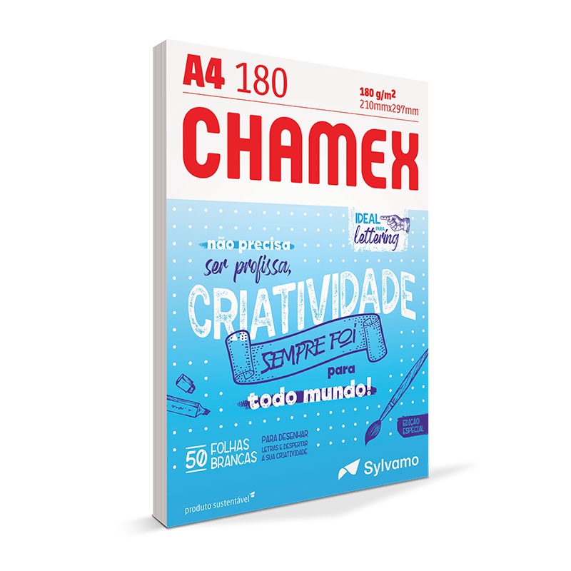 Papel sulfite Lettering A4 180g 210x297 com 50 folhas Chamex - Stationery