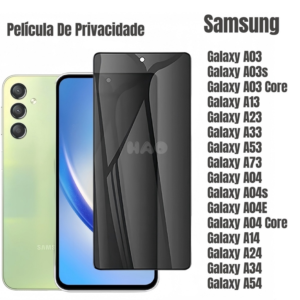 Película Vidro 3D Privacidade Anti Spy Tela Para Samsung Galaxy A03s A03 Core A13 4G A23 5G A33 A53 A73 A04 A04s A04E A04 Core A14 A24 A34 A54 M13 M23 M53 M14 M54