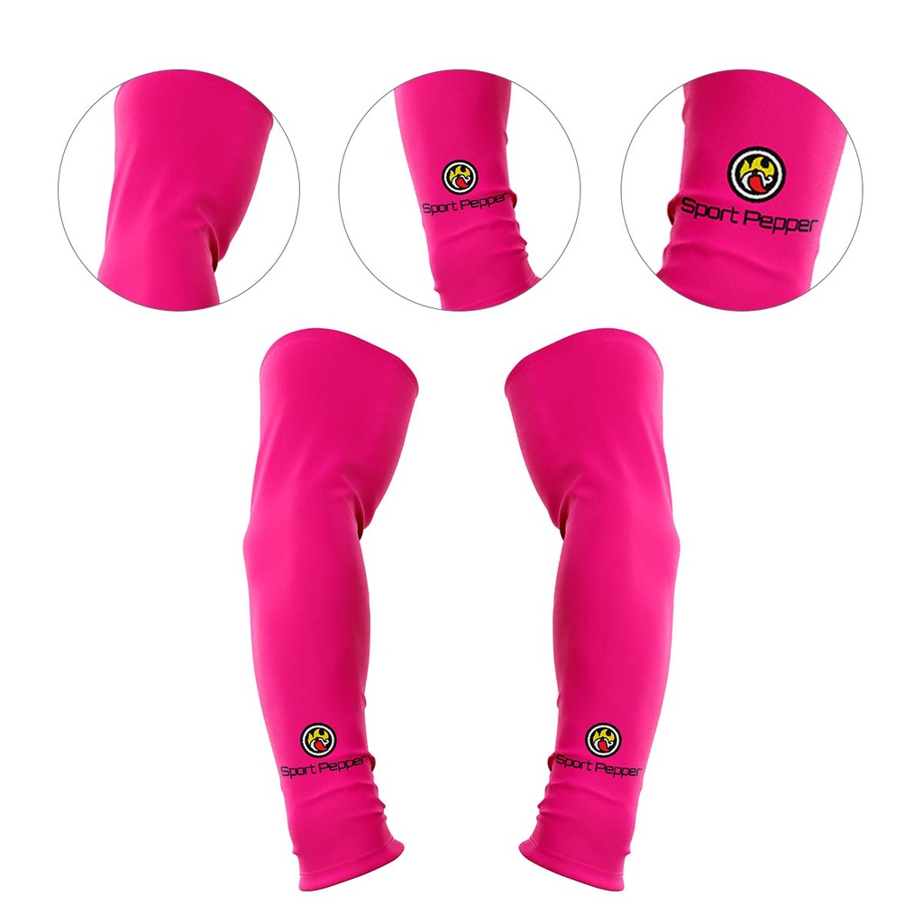 Par de Manguito Sport Pepper Rosa Ciclismo Moto Proteção Solar UV50+ Segunda Pele Mangote Para Braços Esportivo Manga Unissex