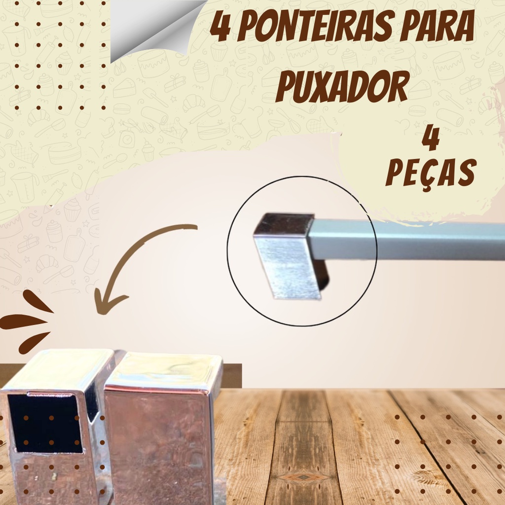 kit 4 peças de pontas de puxador ajustavel armario regulavel em Oferta na Shopee