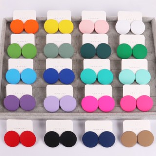 Nova Moda Acrílico Personalidade Brincos De Candy Color Para Mulheres Big Round Colorful Stud Earrings Venda A Quente