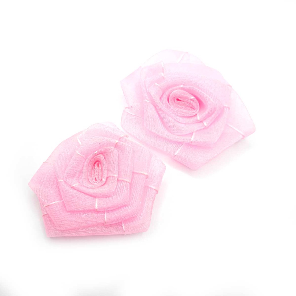 Aplique Patch Tecido Flor Rosa Rosa Claro 70x75mm 5pç 6g