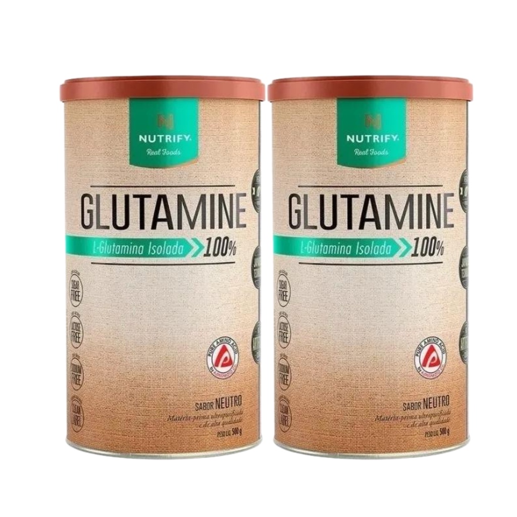 2 Glutamine 500g L-glutamina Pura Isoada Vegana - Nutrify