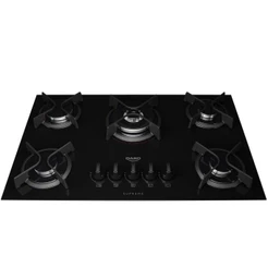 Cooktop 5 Bocas Preto com Mesa de Vidro e Tripla Chama Dako Supreme Bivolt