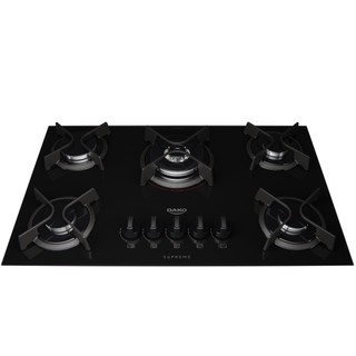 Cooktop 5 Bocas Preto com Mesa de Vidro e Tripla Chama Dako Supreme Bivolt