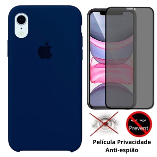 Kit 2 em 1 Capa Silicone Aveludada + Película Privacidade 3D Compatível iPhone XR em Oferta na Shopee