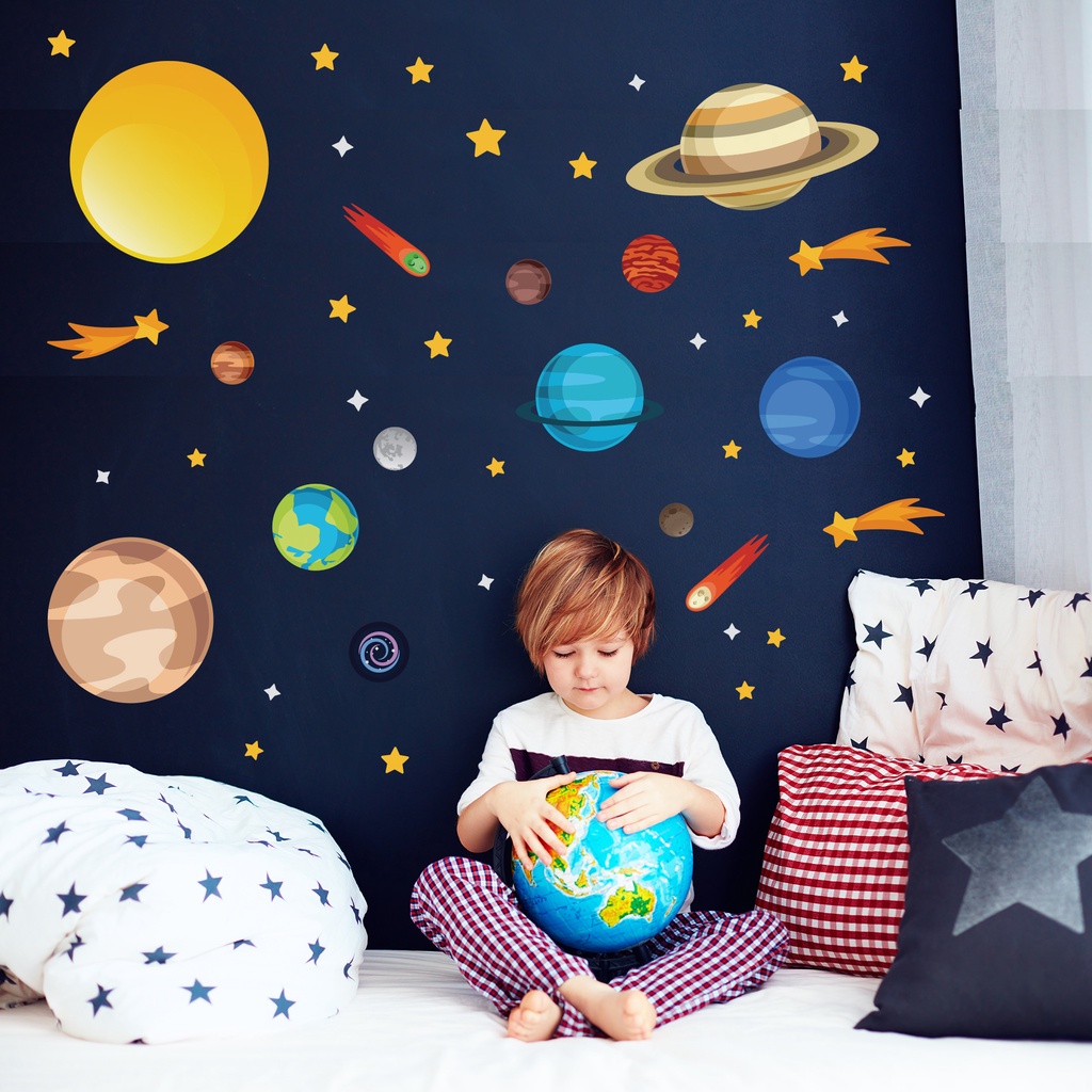 Adesivo de Parede Infantil Espaço Sistema Solar em Oferta na Shopee