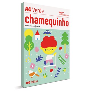 Papel sulfite A4 verde 210x297 com 100 fls Chamequinho