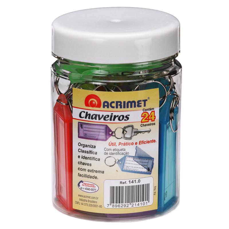 Chaveiro com etiqueta pote com 24 unidades 141.0 Acrimet em Oferta na Shopee